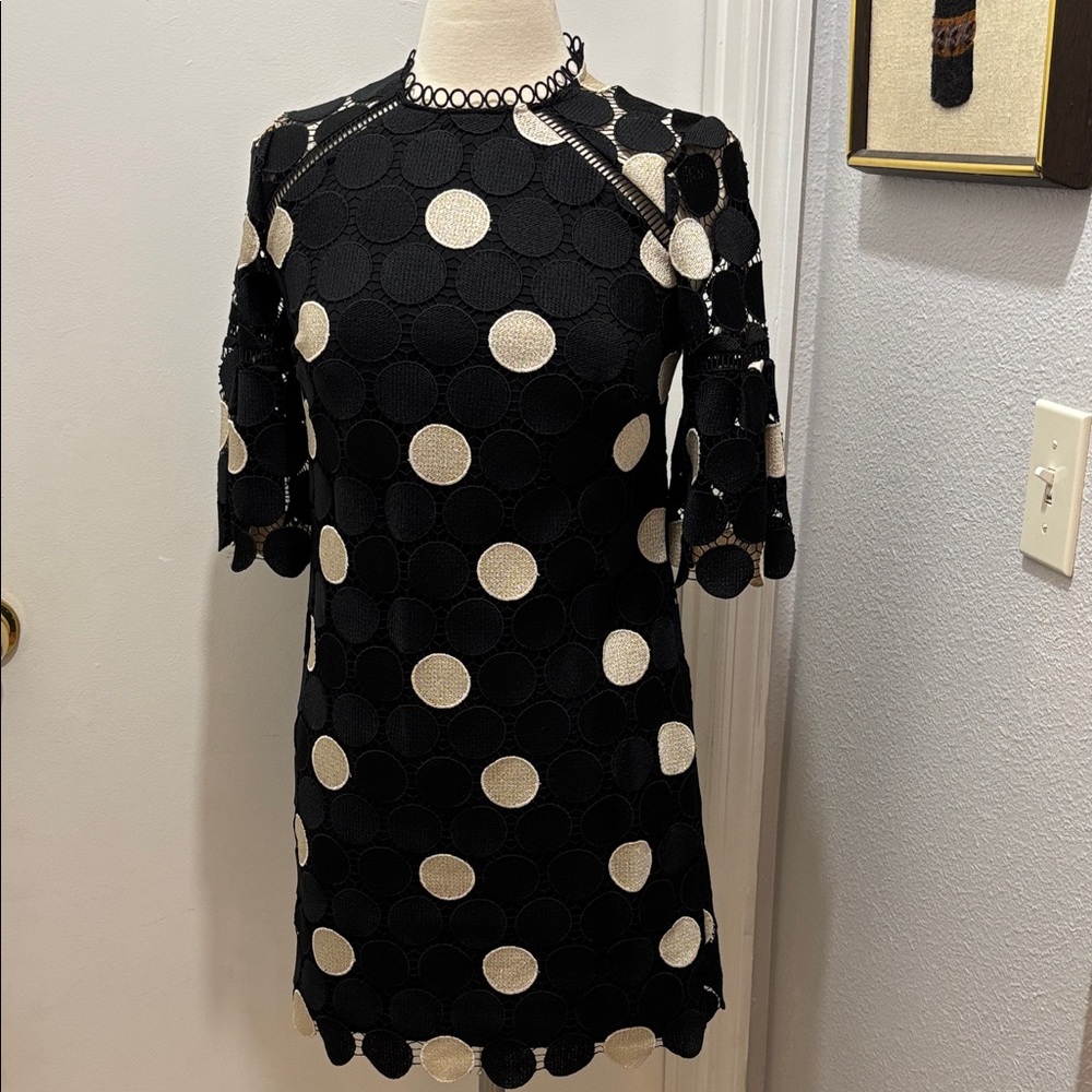 Shoshanna Black and Cream Polka Dot Mini Dress